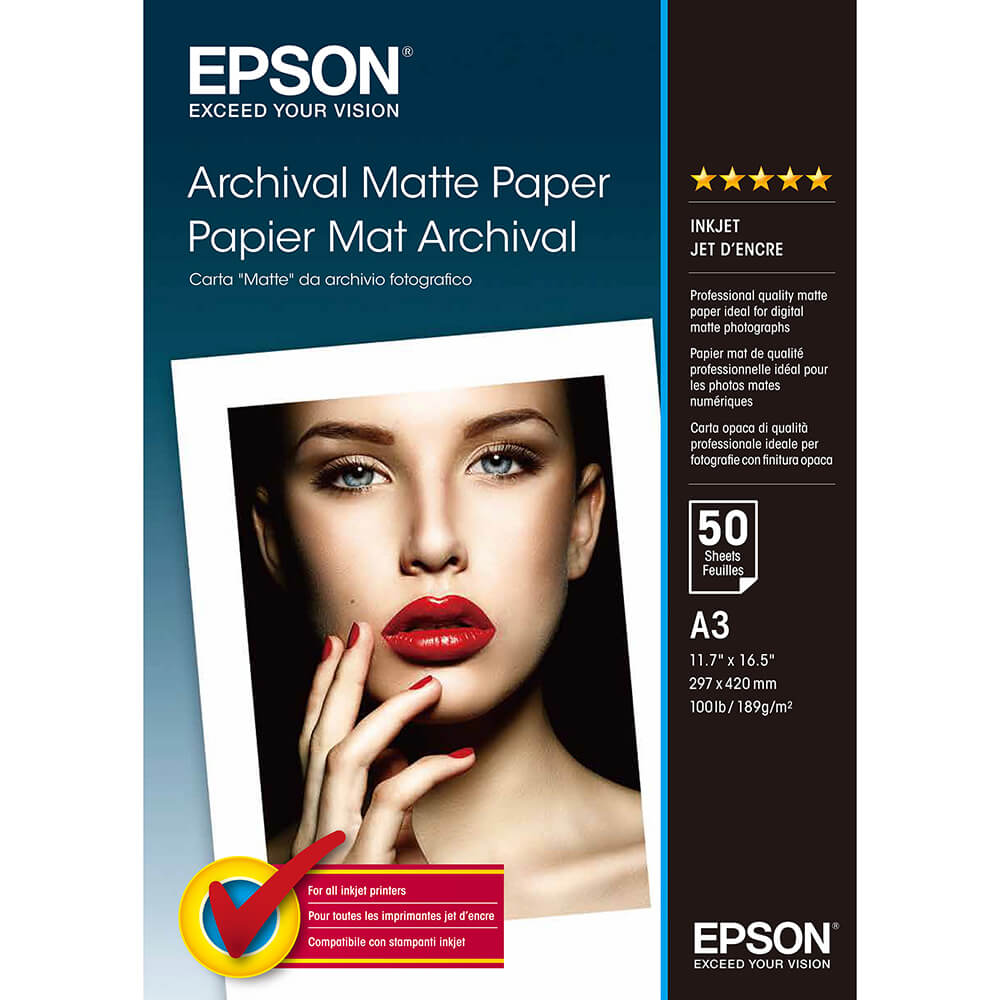 EPSON A3 Archival Matte Paper  189gr, 50 sheets