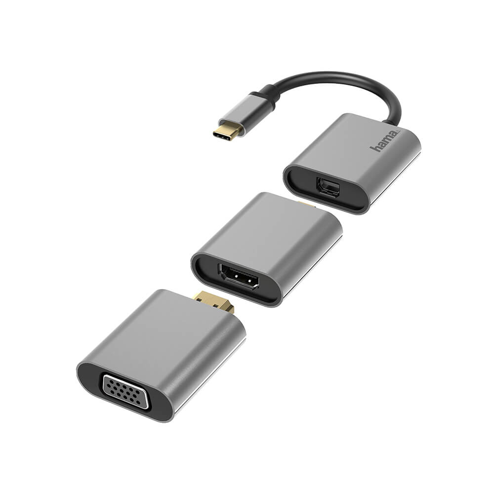 Video Adapter Set 6in1 USB-C Mini-DisplayPort HDMI VGA