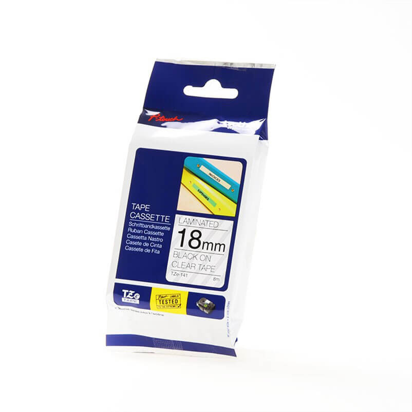 Tape TZE-141 18mm Black on Clear