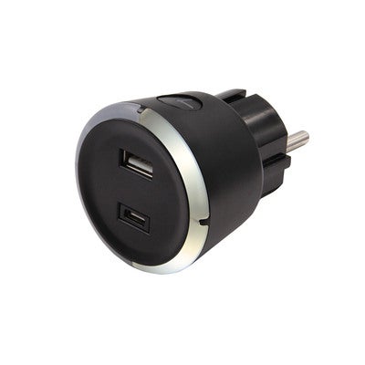 Turva-ajastin USB A+C 1-4 3.4A Musta