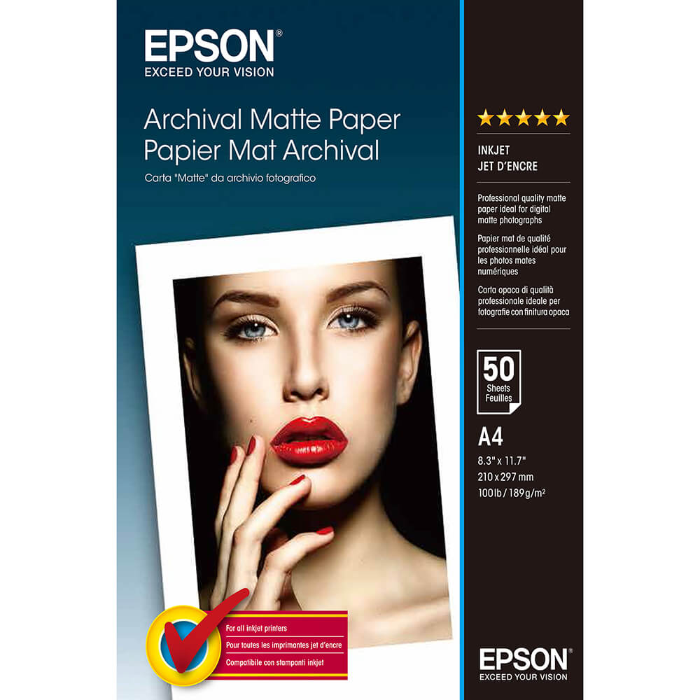 EPSON A4 Archival Matte Paper  189g, 50 ark