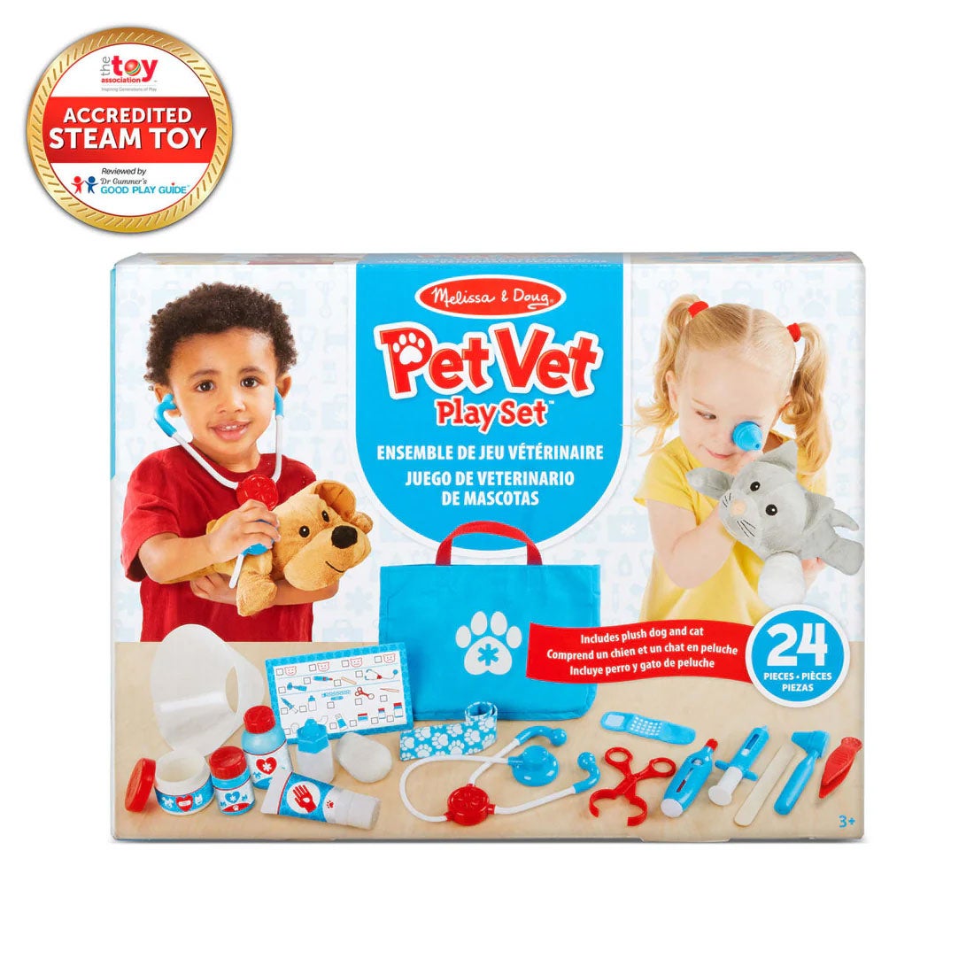 Leksaksset Pretend Play Examine and Treat Pet Vet Play Set