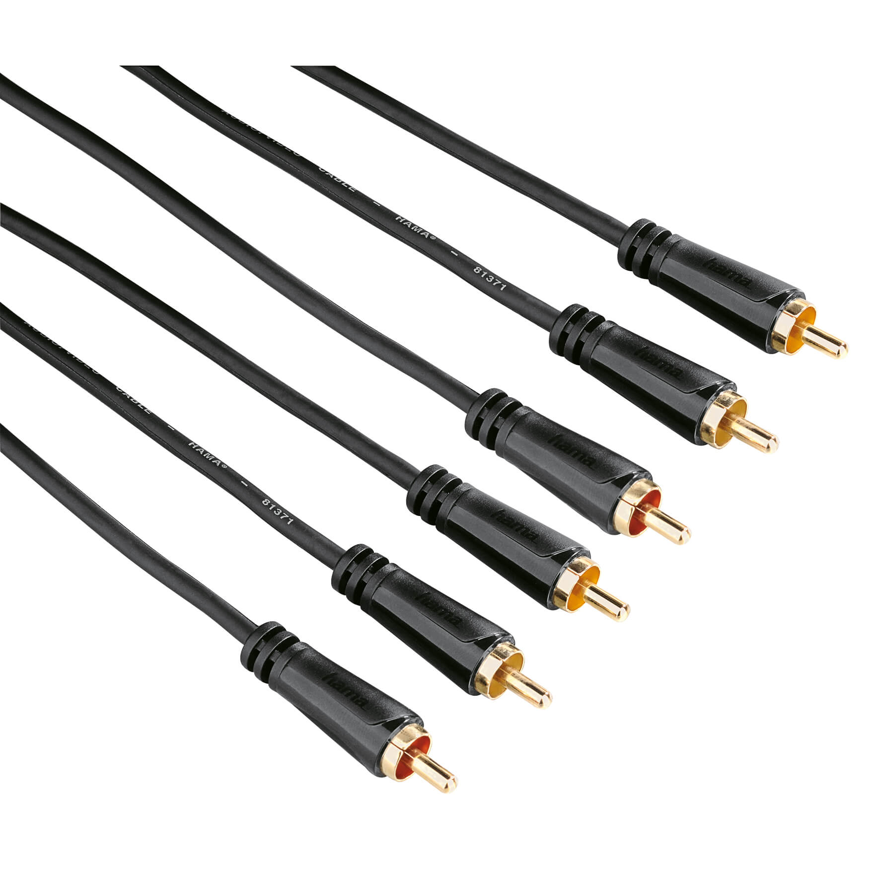 HAMA Audio/Video Cable, 3 RCA plug s - 3 RCA plugs, gold-plated, 