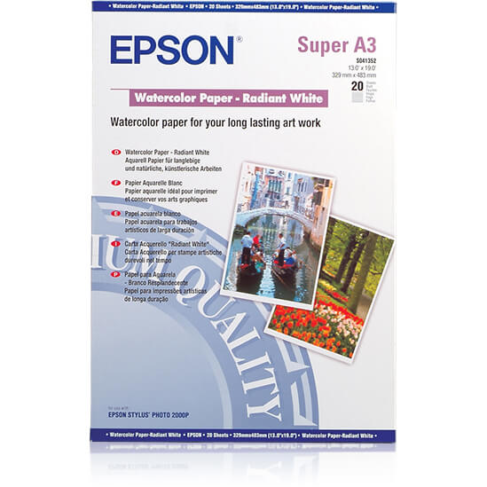 EPSON A3+ WaterColor Paper Raiant White 190g, 20 sheets