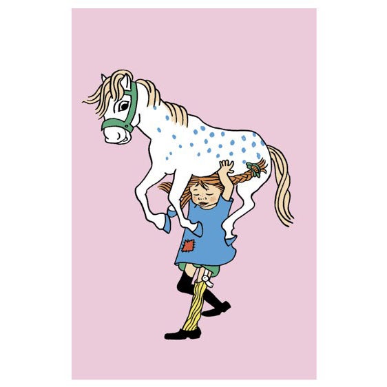 Kort Pippi Greeting Card W. Envelope - Rosa