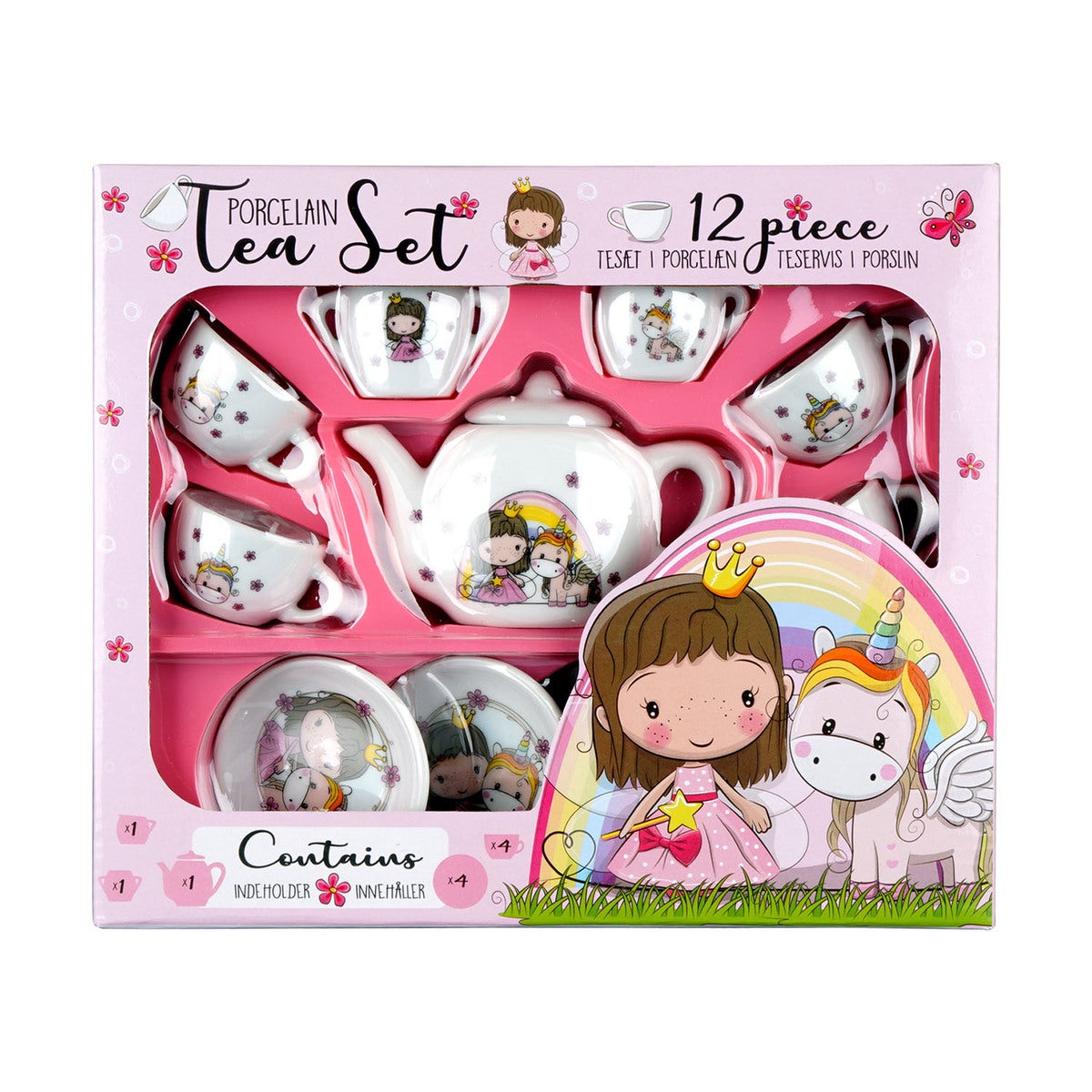 Classic Porcelain Tea Set 12 Pcs Pink