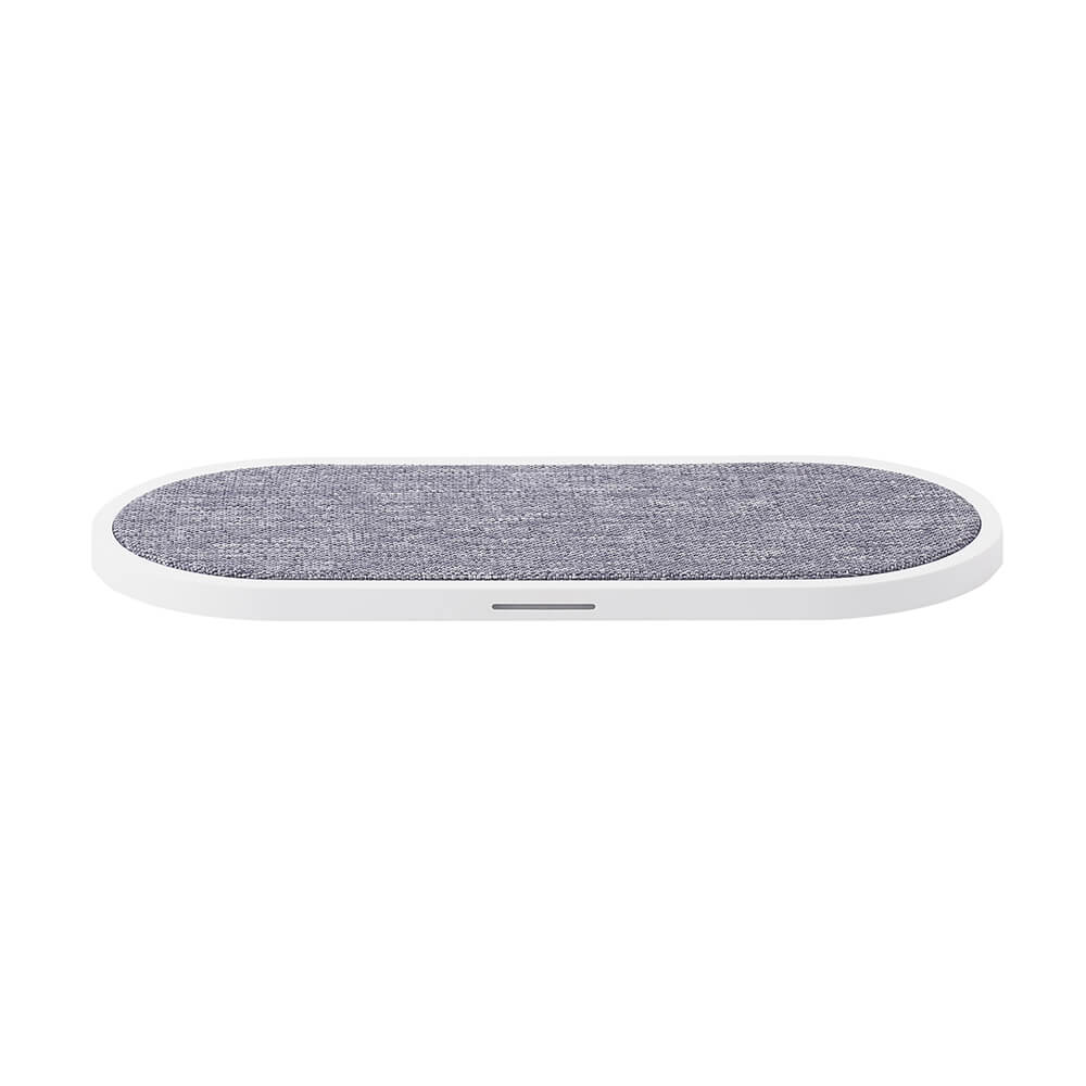 Wireless Dual QI Charger USB-C Port  2x10W White with Grey Textile