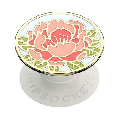 POPSOCKETS Enamel Blooming Peony Pink Irrotettava Grip Telinetoiminnolla Premium 