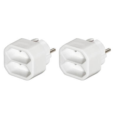 2-way Socket Adapter Double Pack White