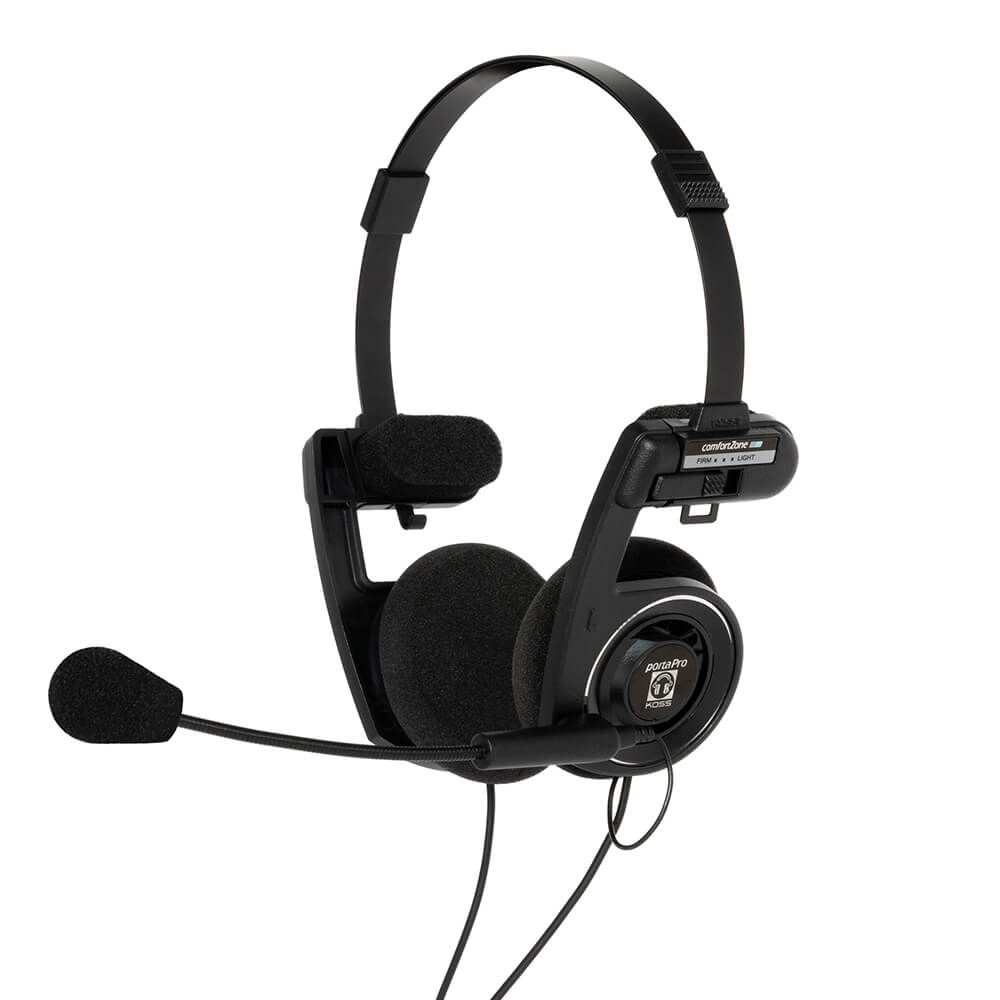 Hörlur PortaPro Kommunikationsheadset On-Ear Mikrofon Svart