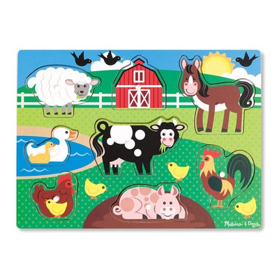 Wooden Peg Puzzle Farm Animals