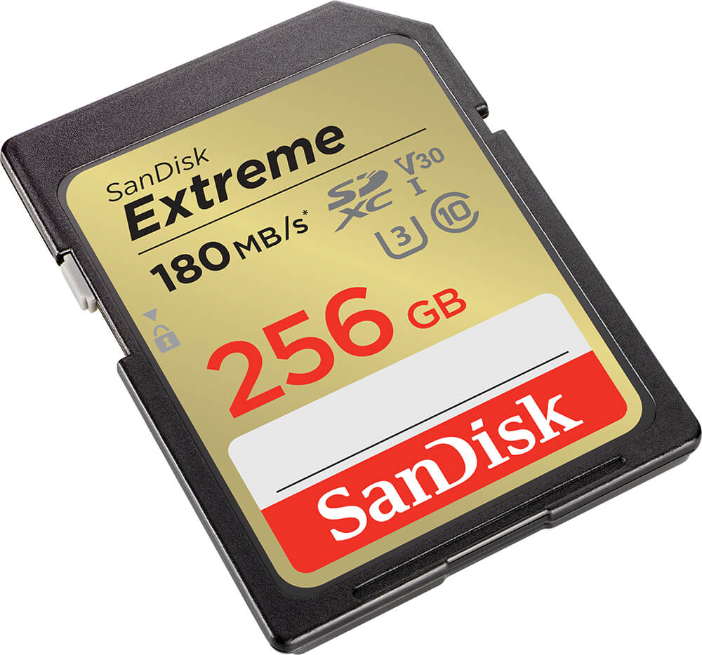 SDXC Extreme 256GB 180MB/s UHS-I C10 V30 U3