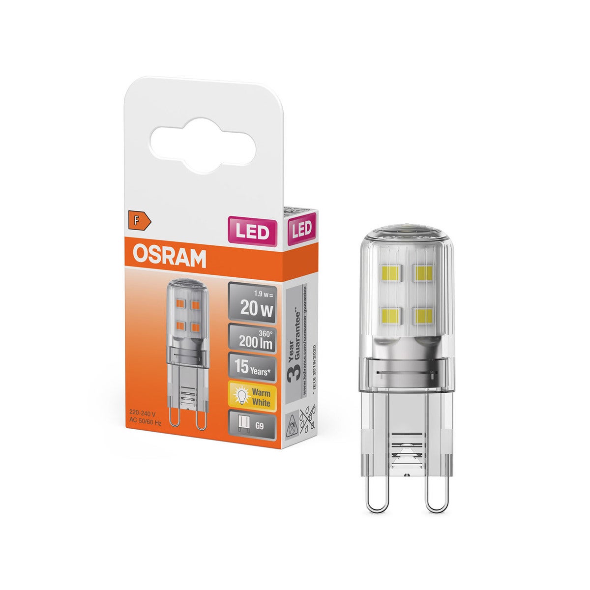 Belysning LED Pin 1,9W 827 Clear G9
