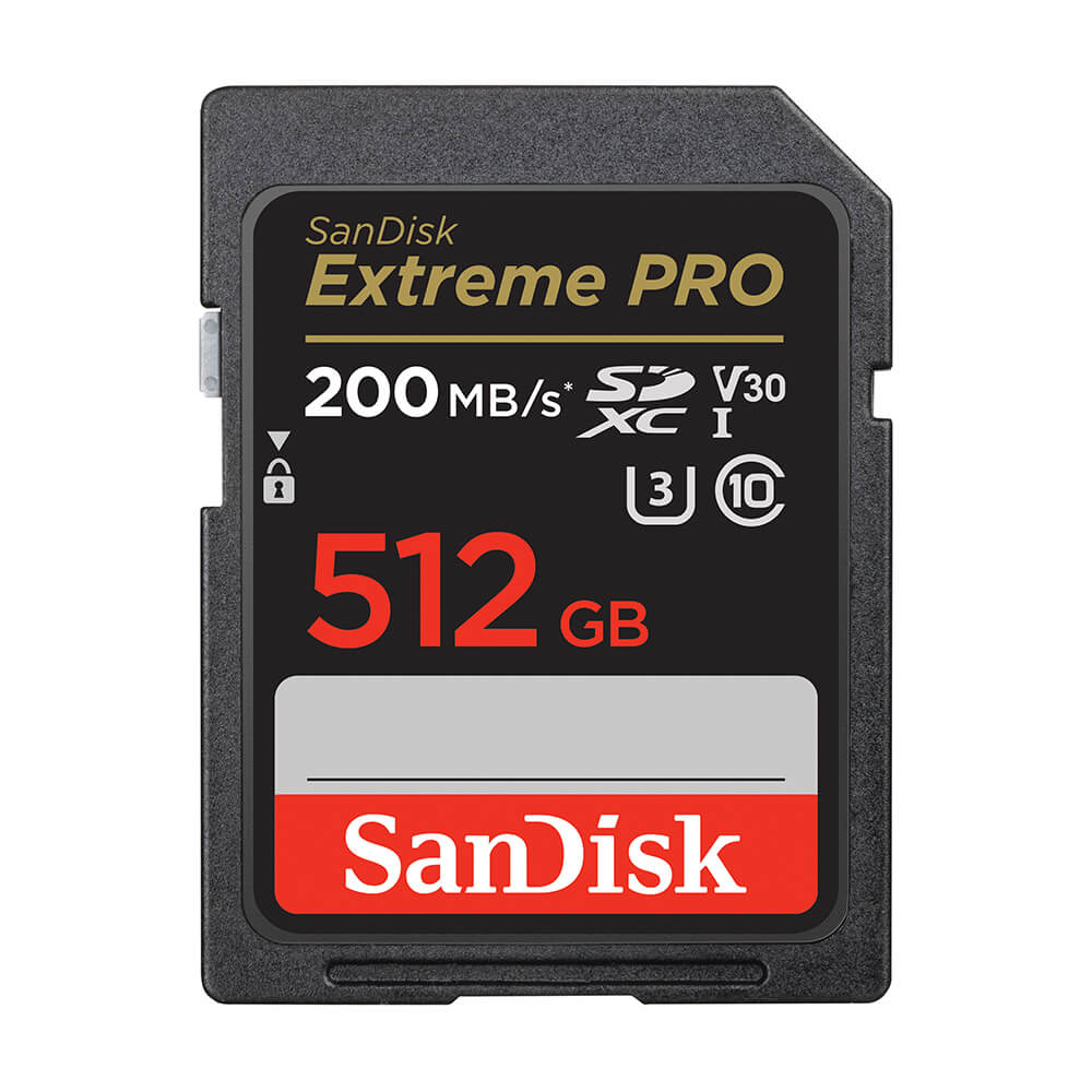 SDXC Extreme Pro 512GB 200MB/s UHS-I C10 V30 U3 
