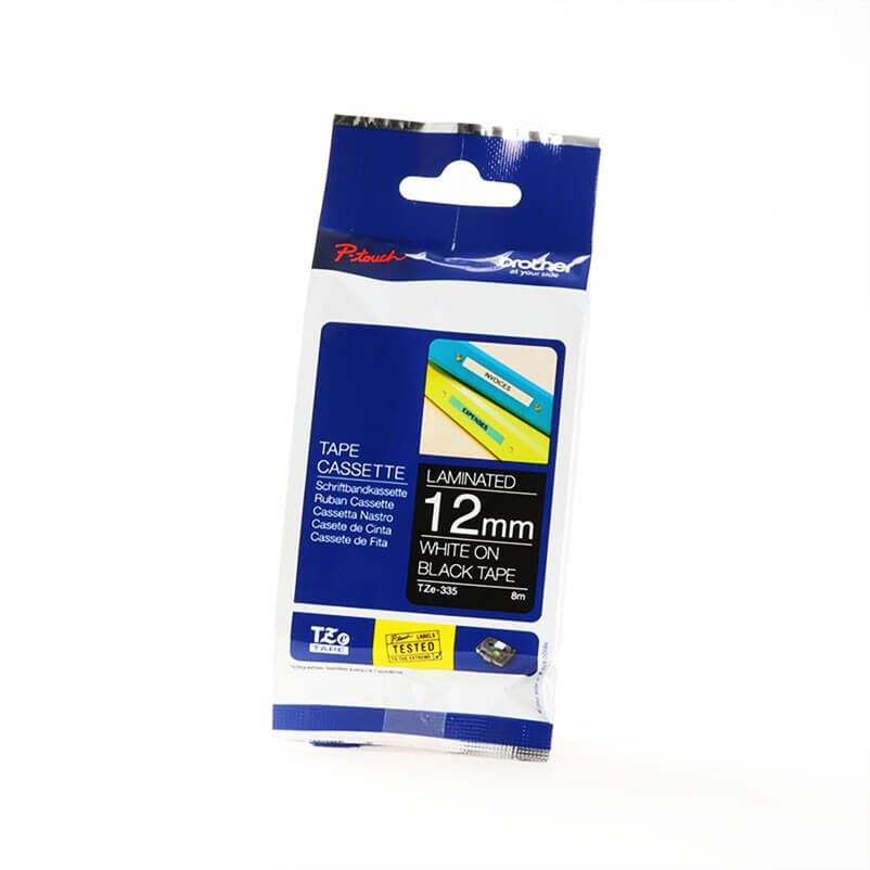 Tape TZE-335 12mm White on Black