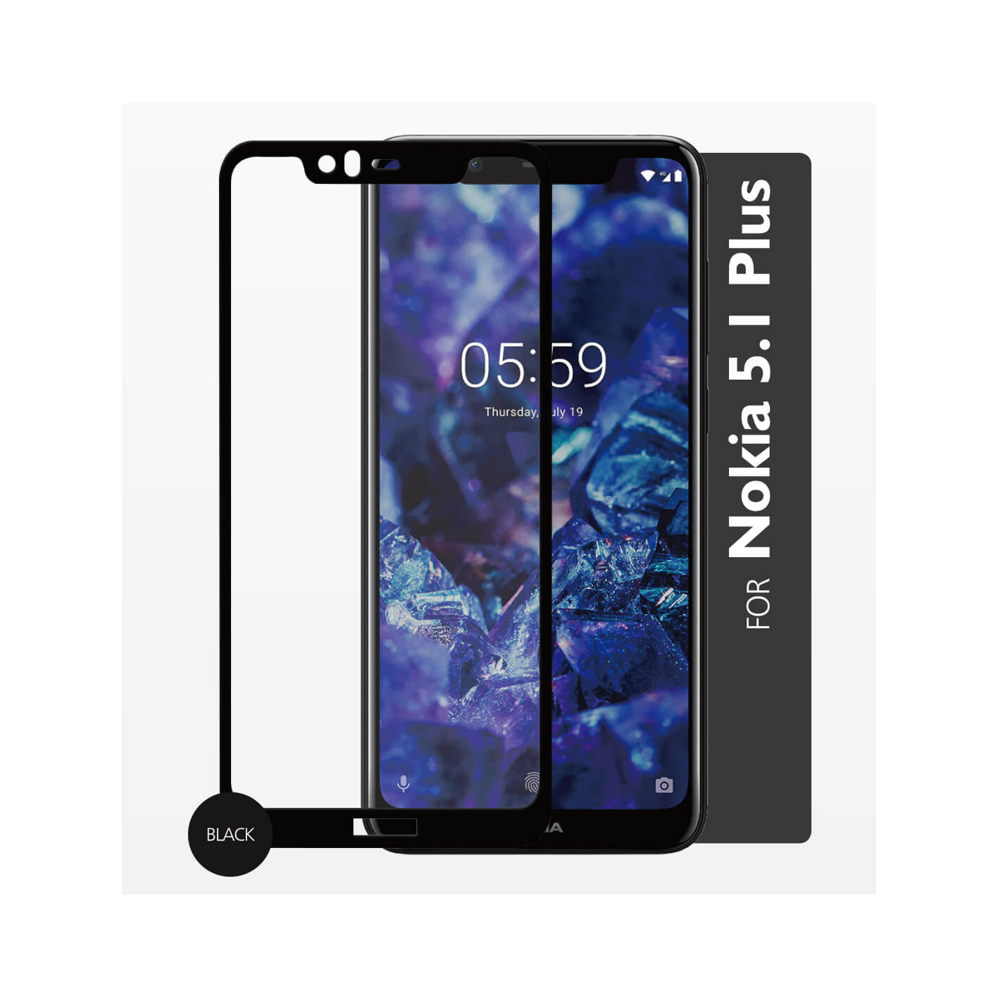 Glass Prot. 2,5D Full Cover Nokia 5.1 Plus