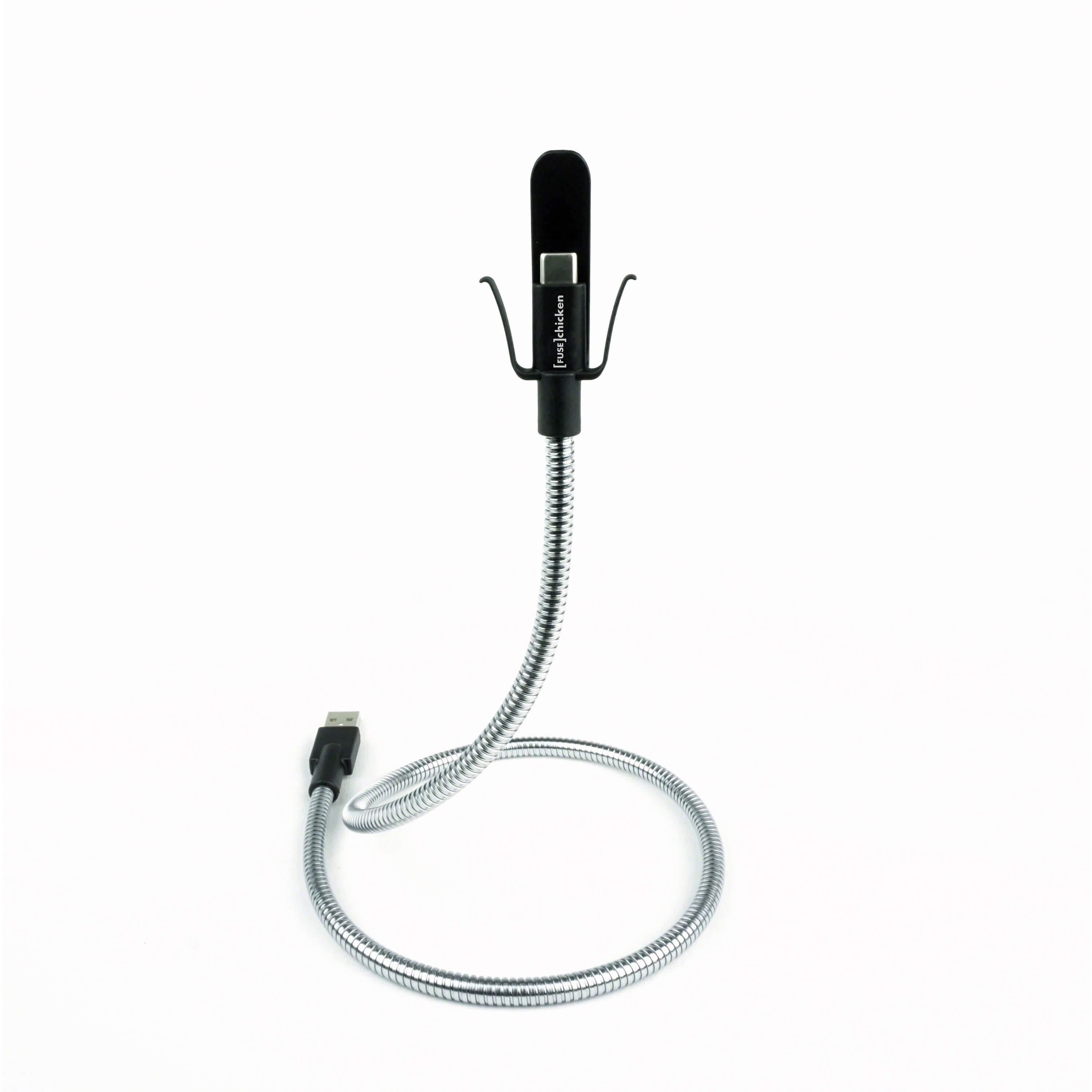 FUSE CHICKEN Synk.johto Tyyppi-C BOBINE Flex 0.6m telakka-toiminnolla Silver 2xClips