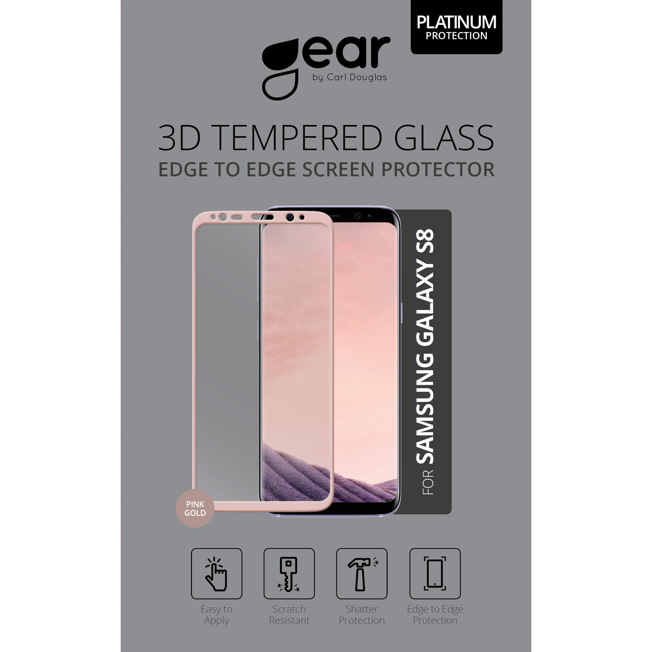 Glass Prot. Asahi Samsung S8 5,8" Full Fit Roseguld