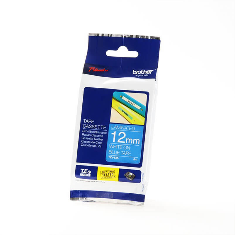 Tape TZE-535 12mm White on Blue