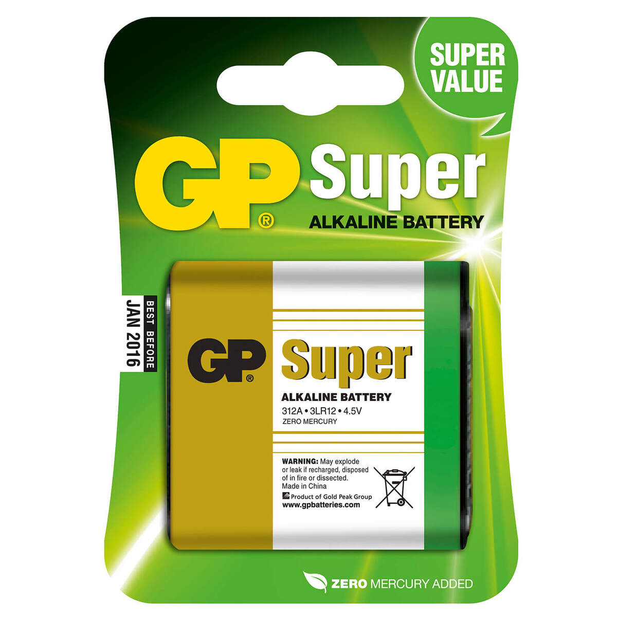 Battery Alkaline 3LR12/312A 4.5V 1-Pack