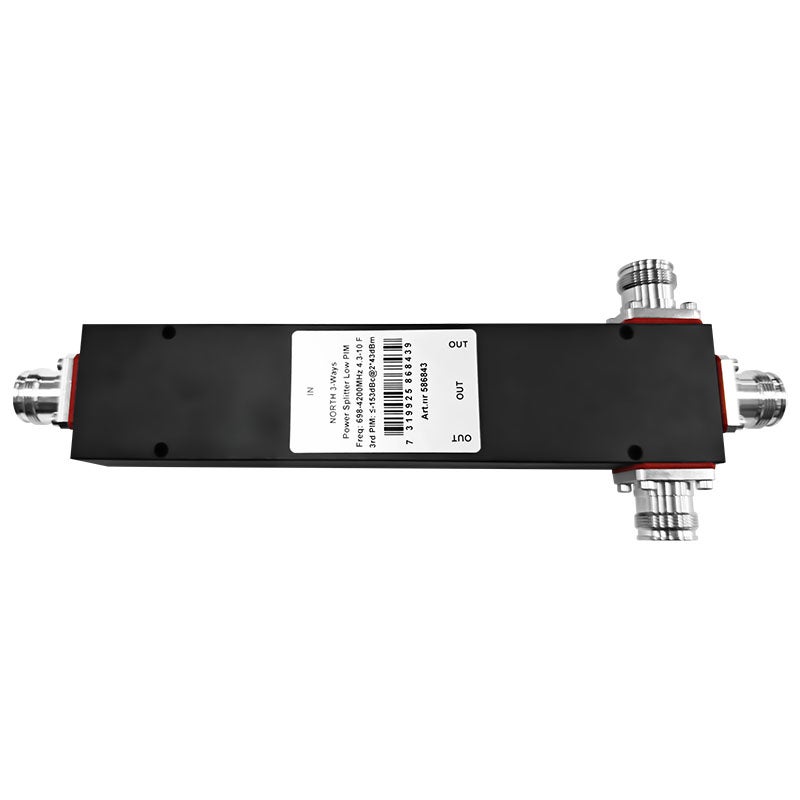 3 Way Power Splitter 698-4200MHz, 4.3-10-Female, low pim, ≥20dB isolation