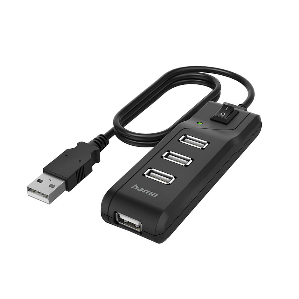 Hub USB-A 2.0 Switch 4x Ports 480 Mbit/s Svart