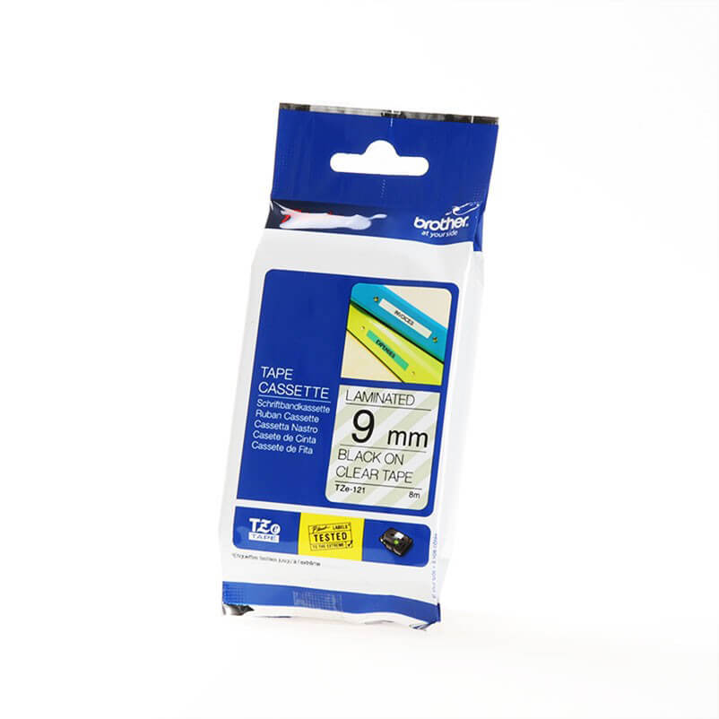 Tape TZE-121 9mm Black on Clear