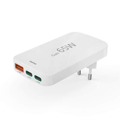 Laturi 2x USB-C 1x USB-A Flat PD 65W Valkoinen