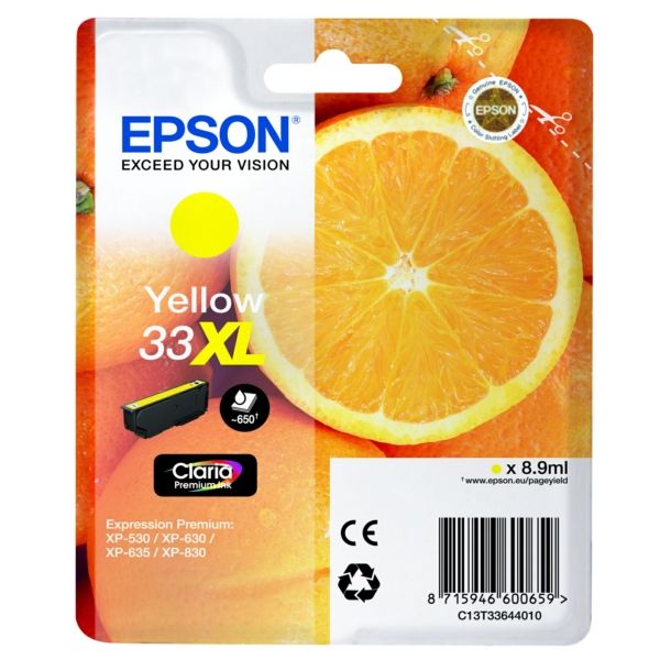 EPSON Ink C13T33644012 33XL Yellow Oranges