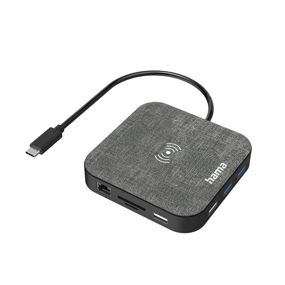 HAMA USB-C Hub Multiport Qi Charging 12 Ports