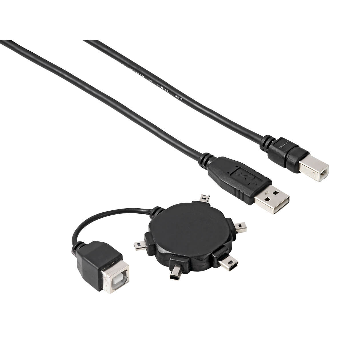 HAMA Sovitinkit USB A-B Mini B4, B5, B6, B8, M4 Musta