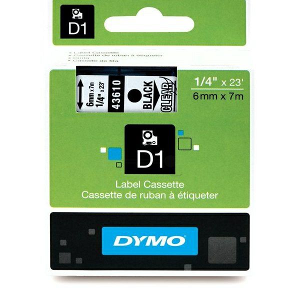 DYMO Ribbon S0720770 43610 6mm Black on Clear