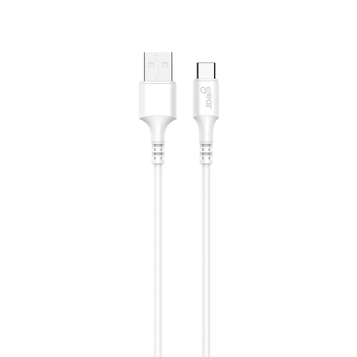 Laddkabel USB-A till USB-C 2.0 1m Vit Rund 