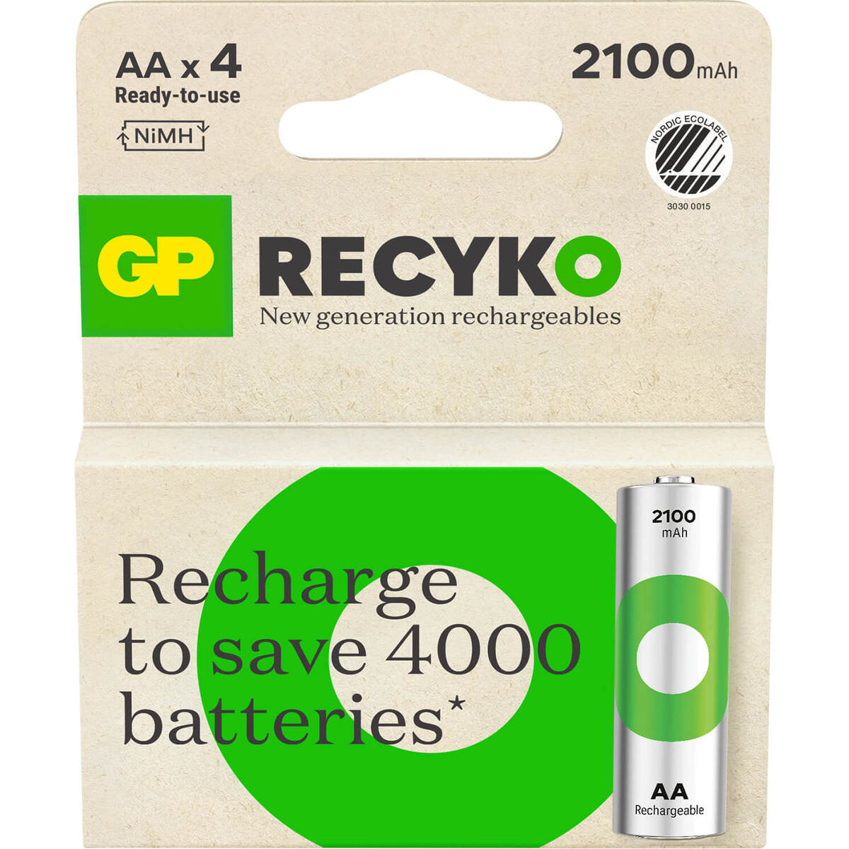 Paristo RecykoNiMH AA HR6 2100mAh 4-Pack
