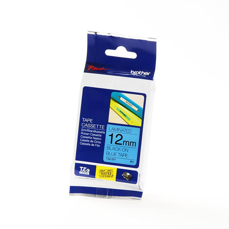 P-Touch TZE-531 12mm Musta päälle Sininen