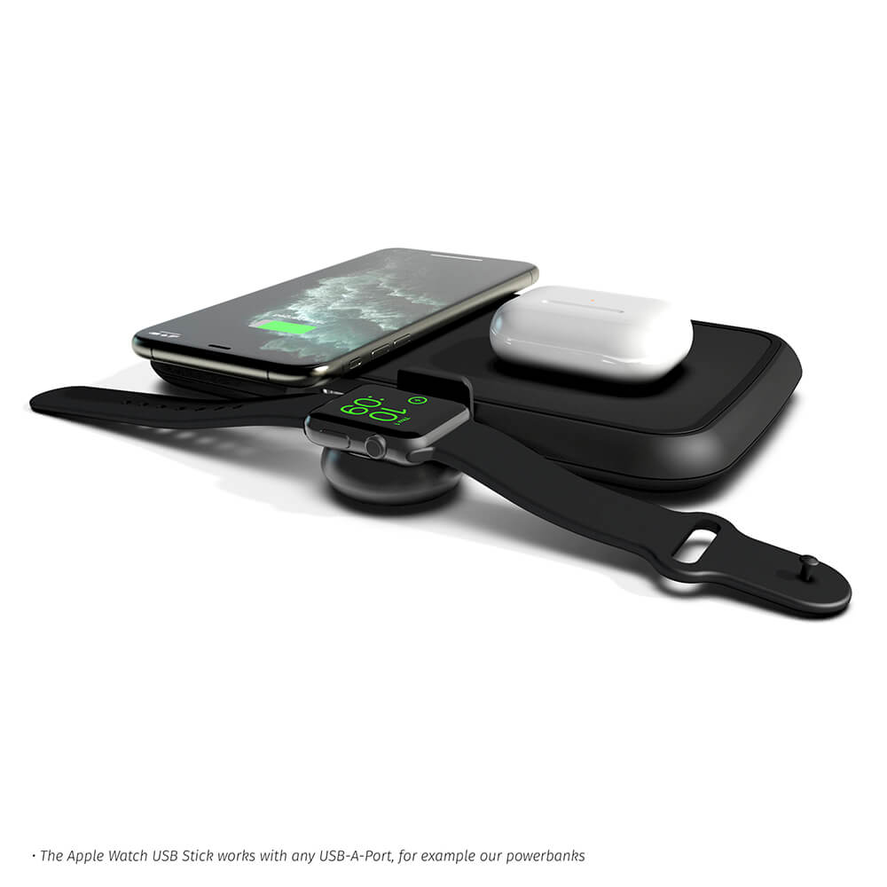 ZENS Apple Watch Charger QI USB-Stick Aluminium Svart - Tura Scandinavia
