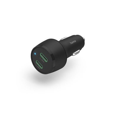 Biloplader 12-24V 2x USB-C PD 45W Sort