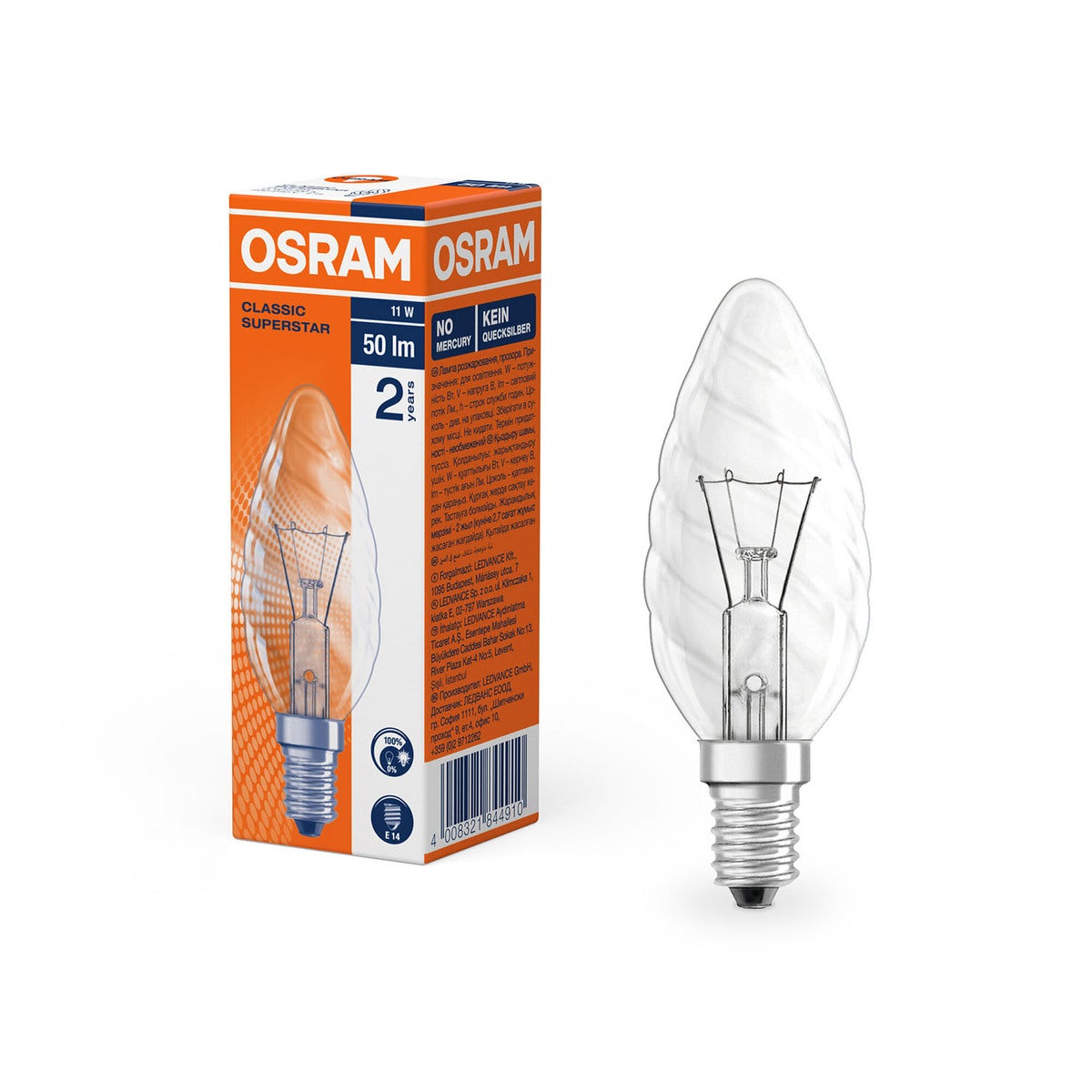 Lyspære Classic BW 11W 230-240V 2700K Klar E14 Klar