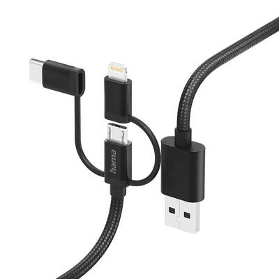 Multi Charging Cable 3-in-1 Black 1.5m