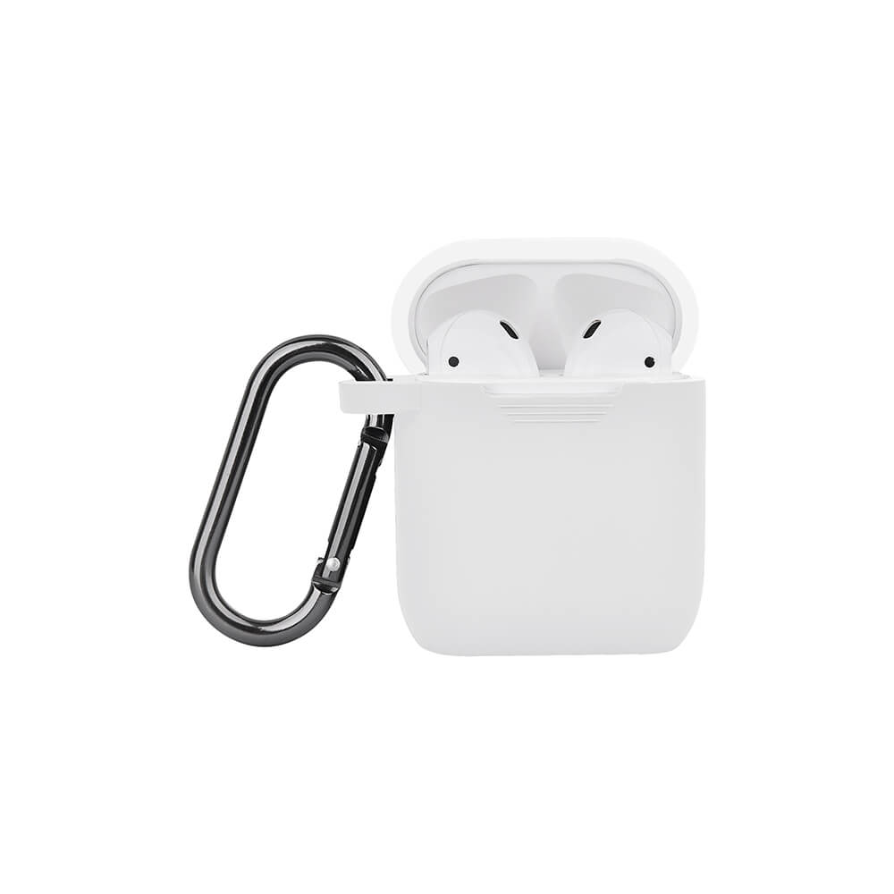 Airpods Protective Case Silicone Carabiner White