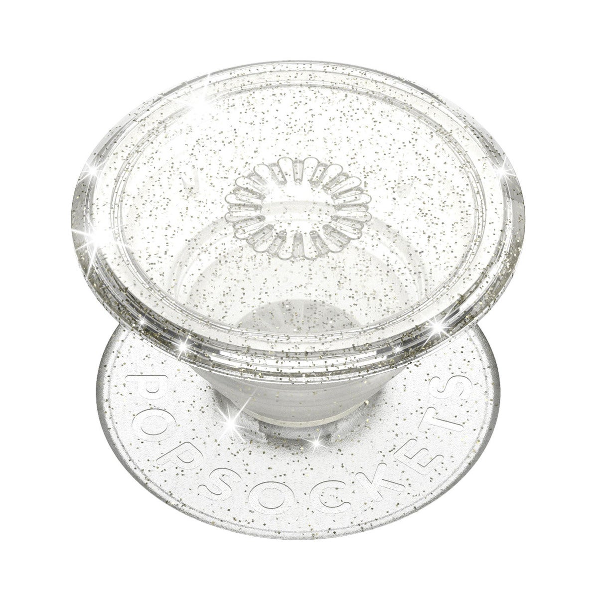 POPSOCKETS Clear Glitter Silver Irrotettava Grip Telinetoiminnolla