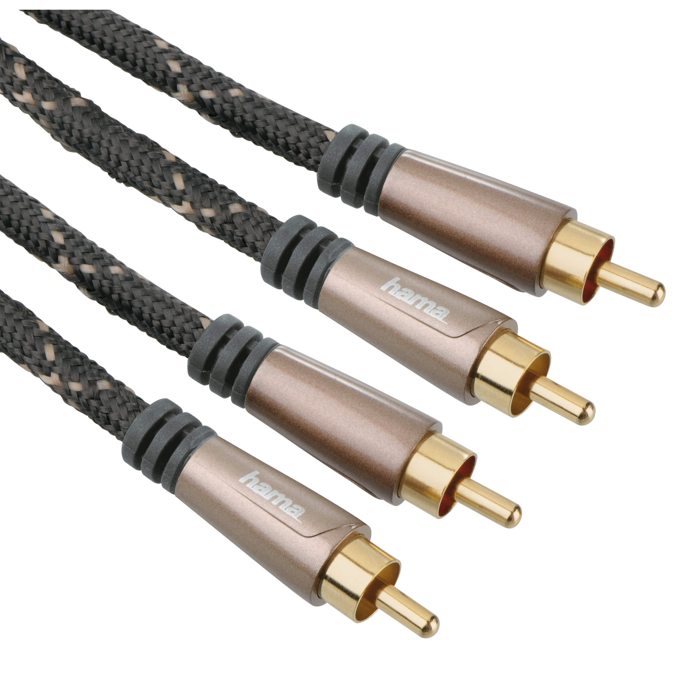 HAMA Audio Cable, 2 RCA plugs - 2 RCA plugs, metal, gold-plated,