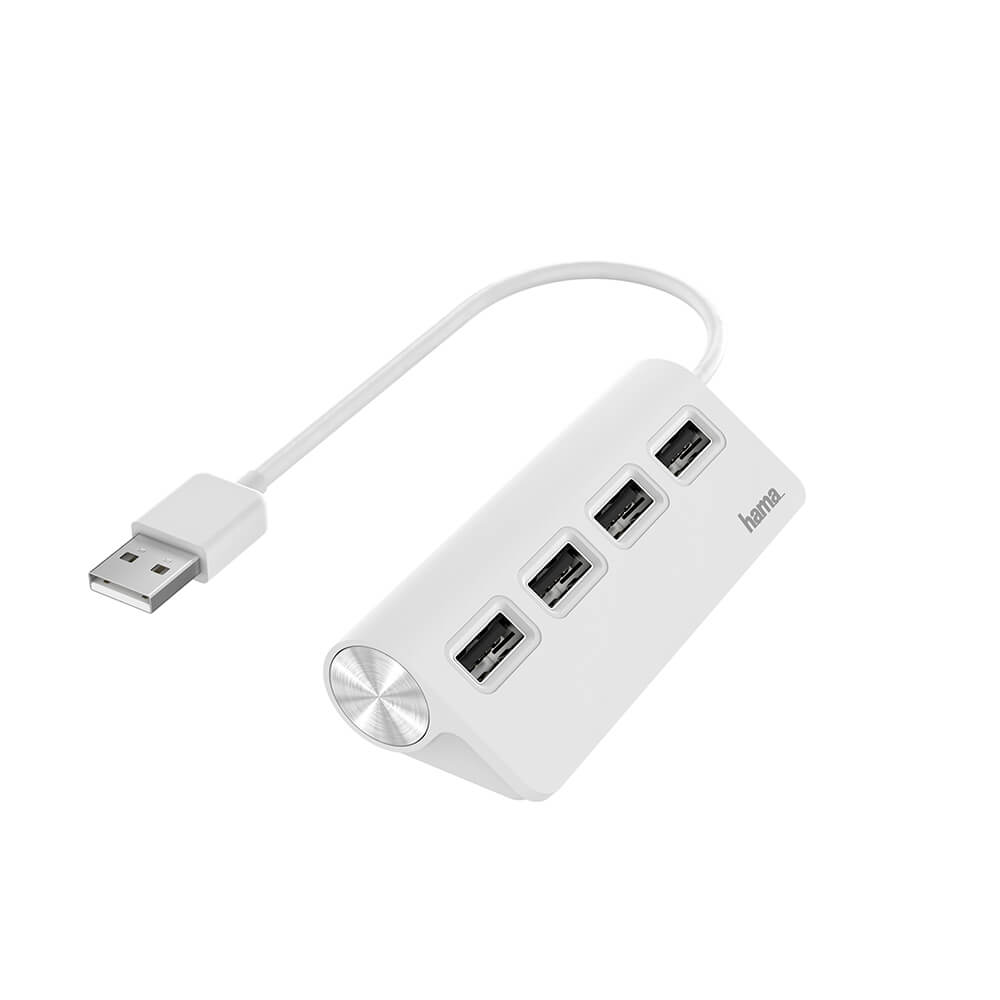 HAMA Hub USB-A 2.0 4x Ports 480 Mbit/s White