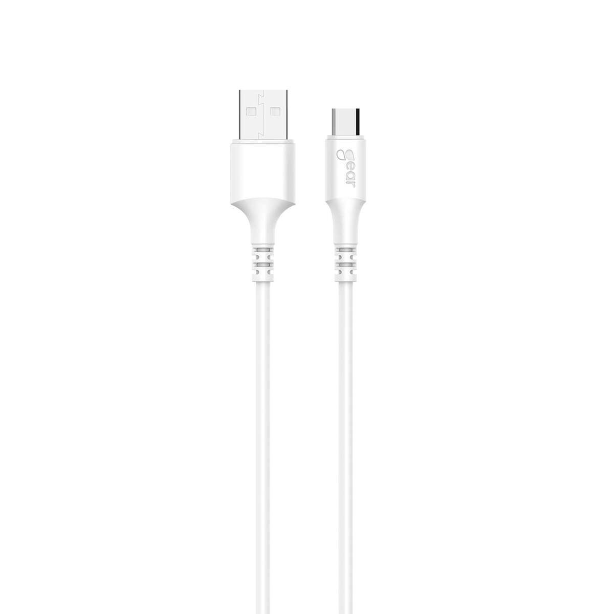 Rund Laddkabel MicroUSB till USB-A 2m Vit 