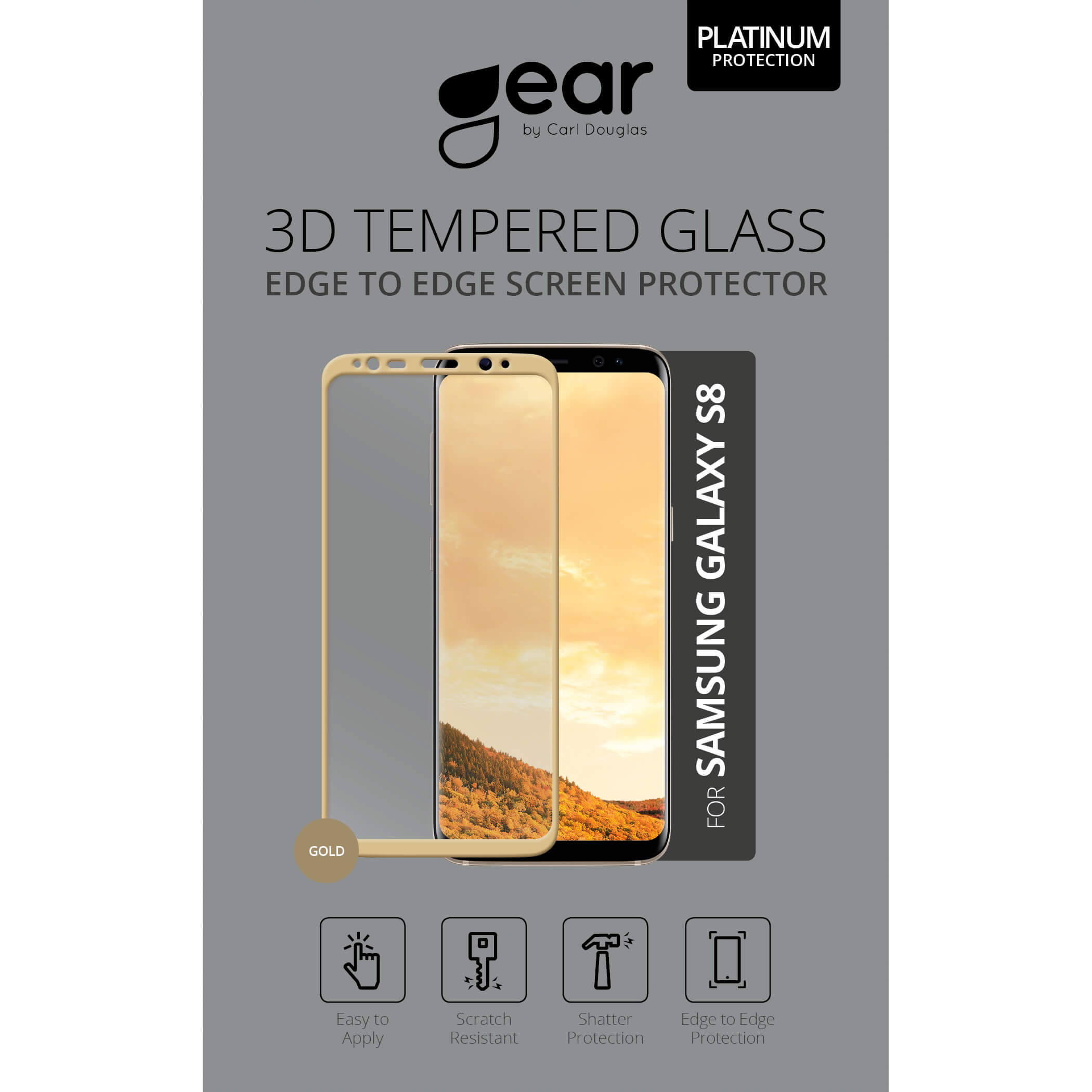 Glass Prot. Asahi Samsung S8 5,8" Full Fit Gold