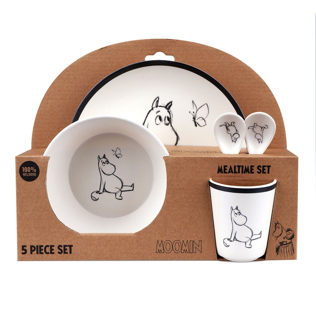 100% Melamine 5  Pcs Package (Plate, Bowl, Tumbler, 2 Spoons)