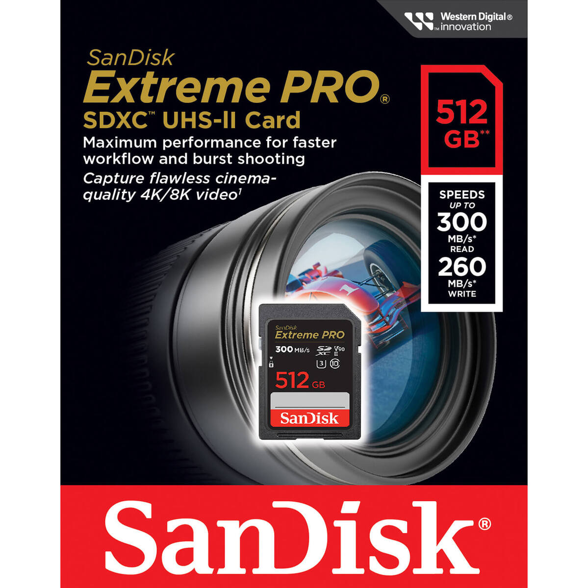 SANDISK SDXC Extreme Pro 512GB 300MB/s UHS-II V90 - Tura Scandinavia