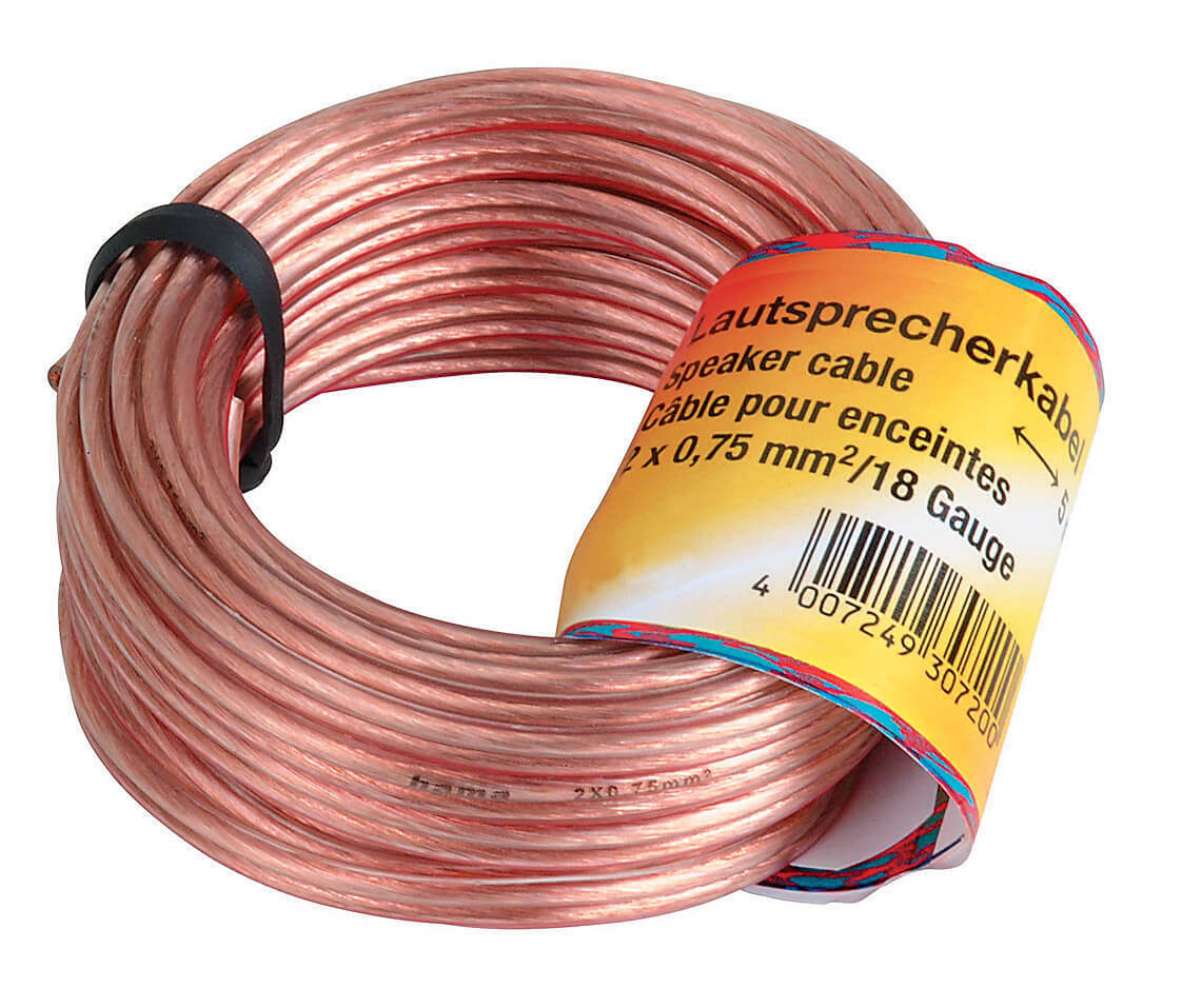 HAMA Kaiutinjohto 2x0.75mm2 20m Läpinäkyvä