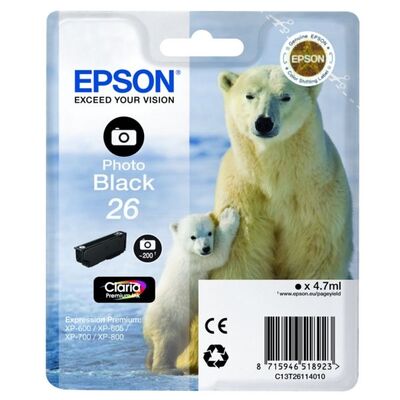 EPSON Ink C13T26114012 26 Photo Black Polar Bear