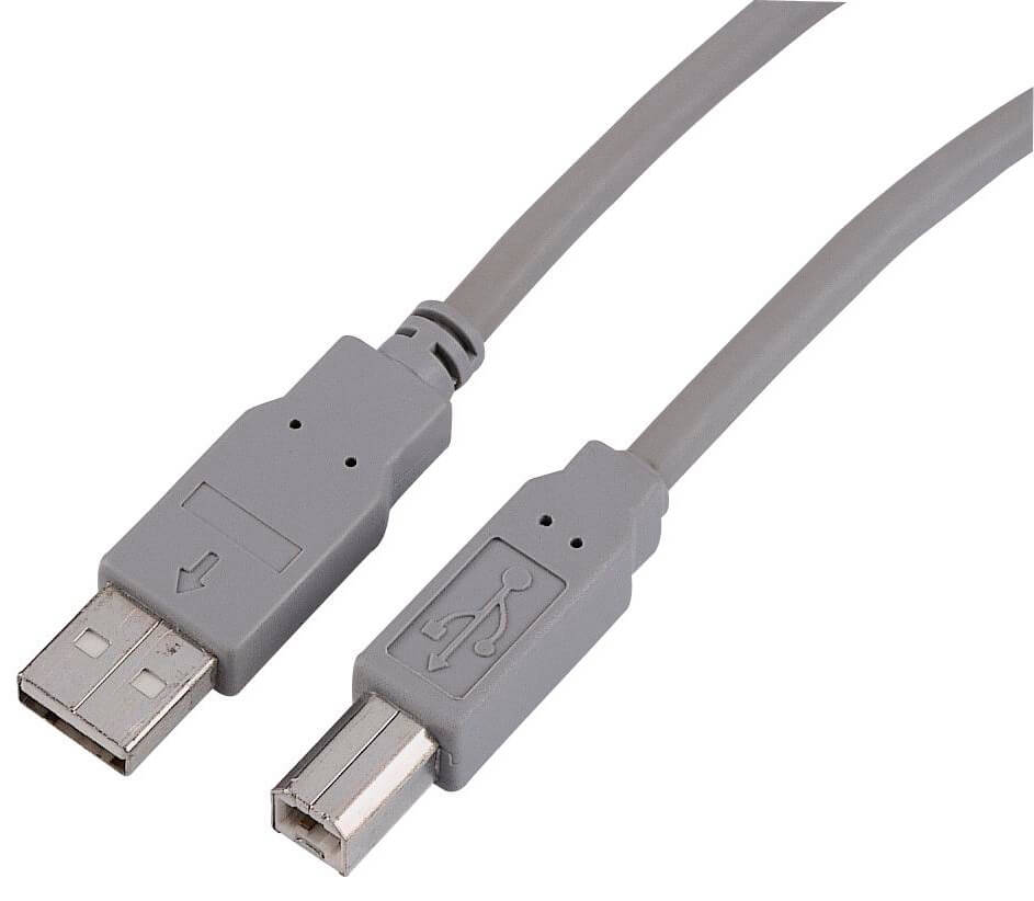 USB 2.0 Cable, grey, 5.00 m, 10 pieces